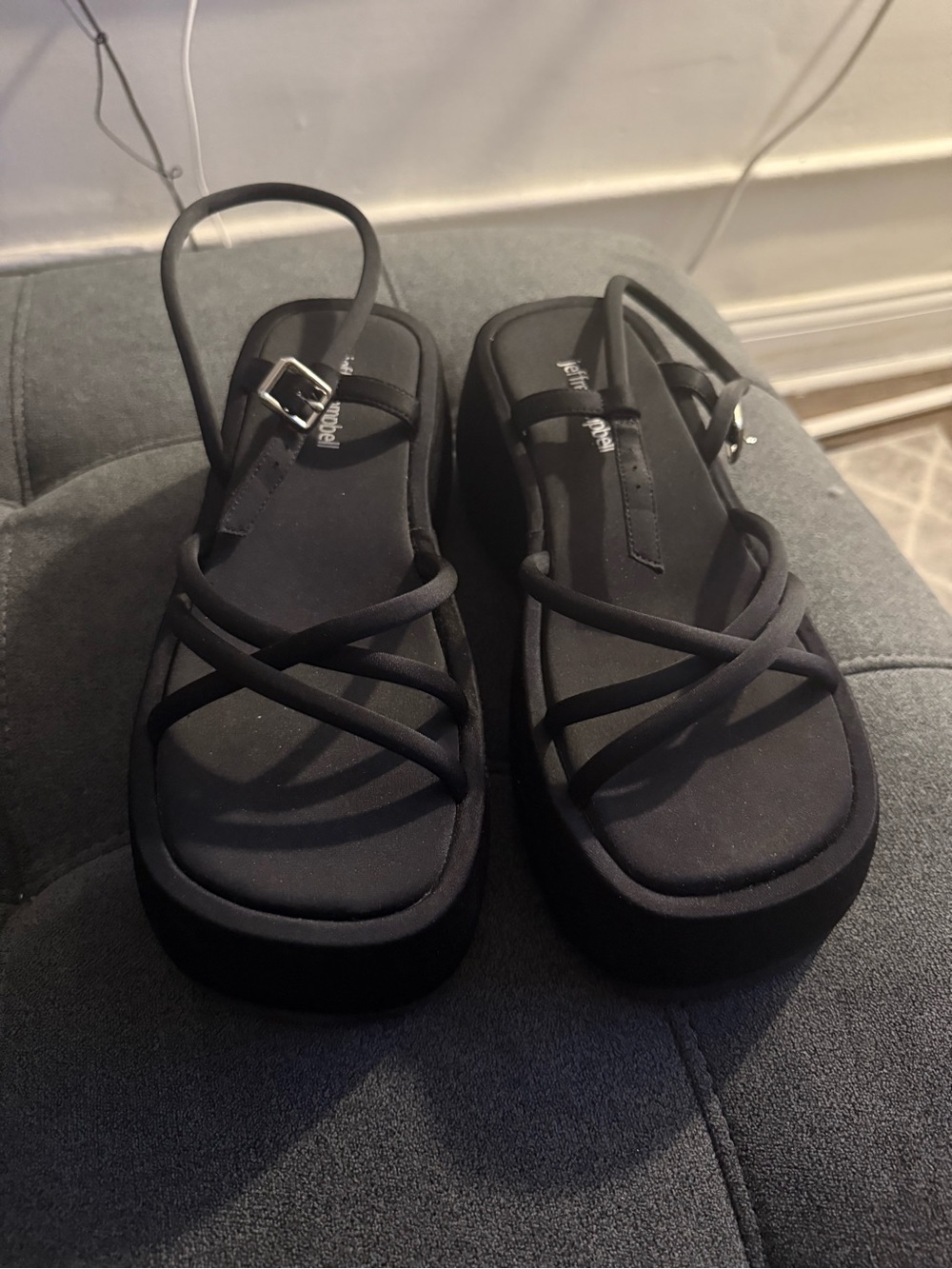 Jeffery Campbell Black Strappy Platform Sandals